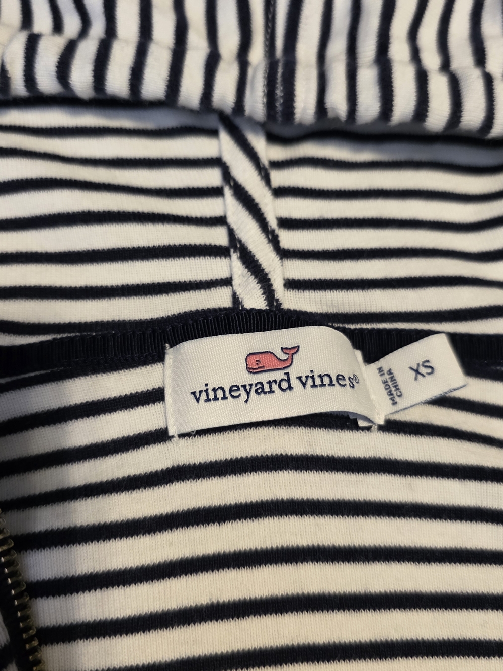 Vineyard Vines Striped Zip Hoodie XS Navy White Nautical Preppy Lightweight - Picture 4 of 4